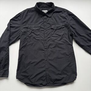 G-STAR RAW Long Sleeve Button Up Shirt Mens XL Black Double Pockets Western